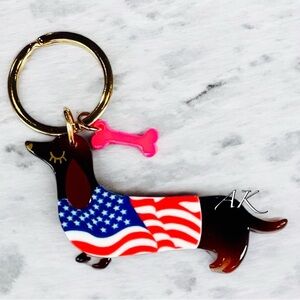 Patriotic Dachshund American Flag USA 🇺🇸 Keychain 🐾 Doxie Wiener